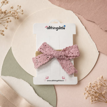 Dusty Pink Vintage Crochet Bow Headband