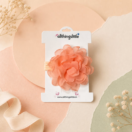 Peach Chiffon Fluffy Carnation Headband