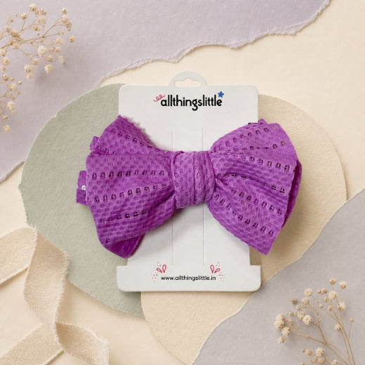 Orchid Purple Eyelet Bow Headband