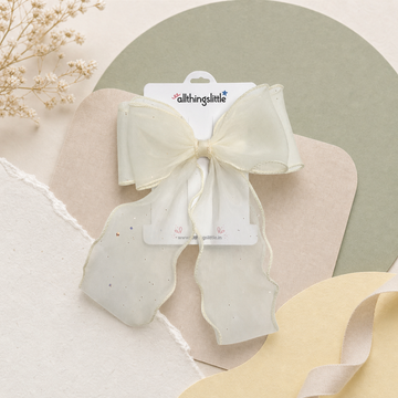 Buttercream Cream Starry Organza Bow Clip