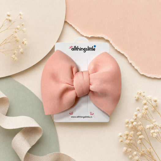 Pastel Peach Scuba Structural Bow Headband