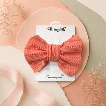 Coral Salmon Eyelet Bow Headband
