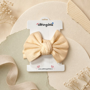 Cream Butter Ribbed Top Knot Headband