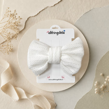 Crisp White Eyelet Bow Headband