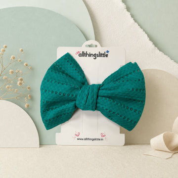 Emerald Teal Eyelet Bow Headband