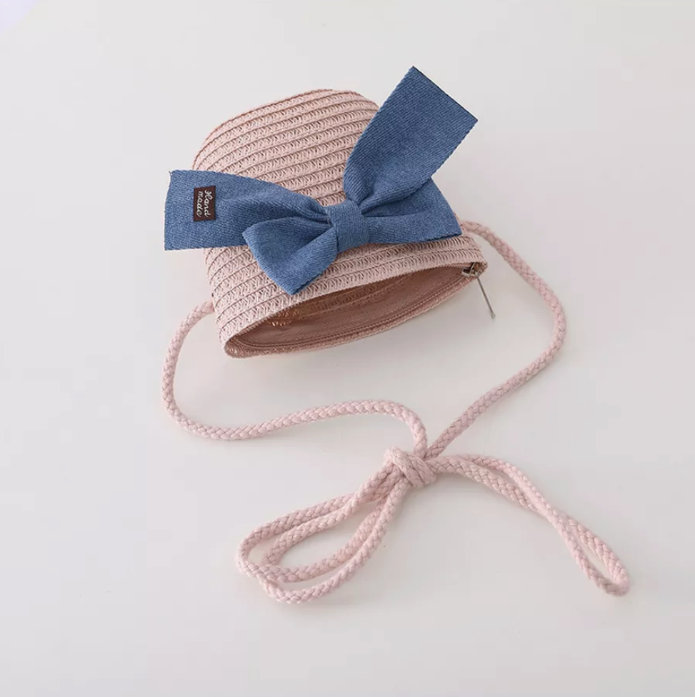 Summer Straw Hat and Sling Bag Set