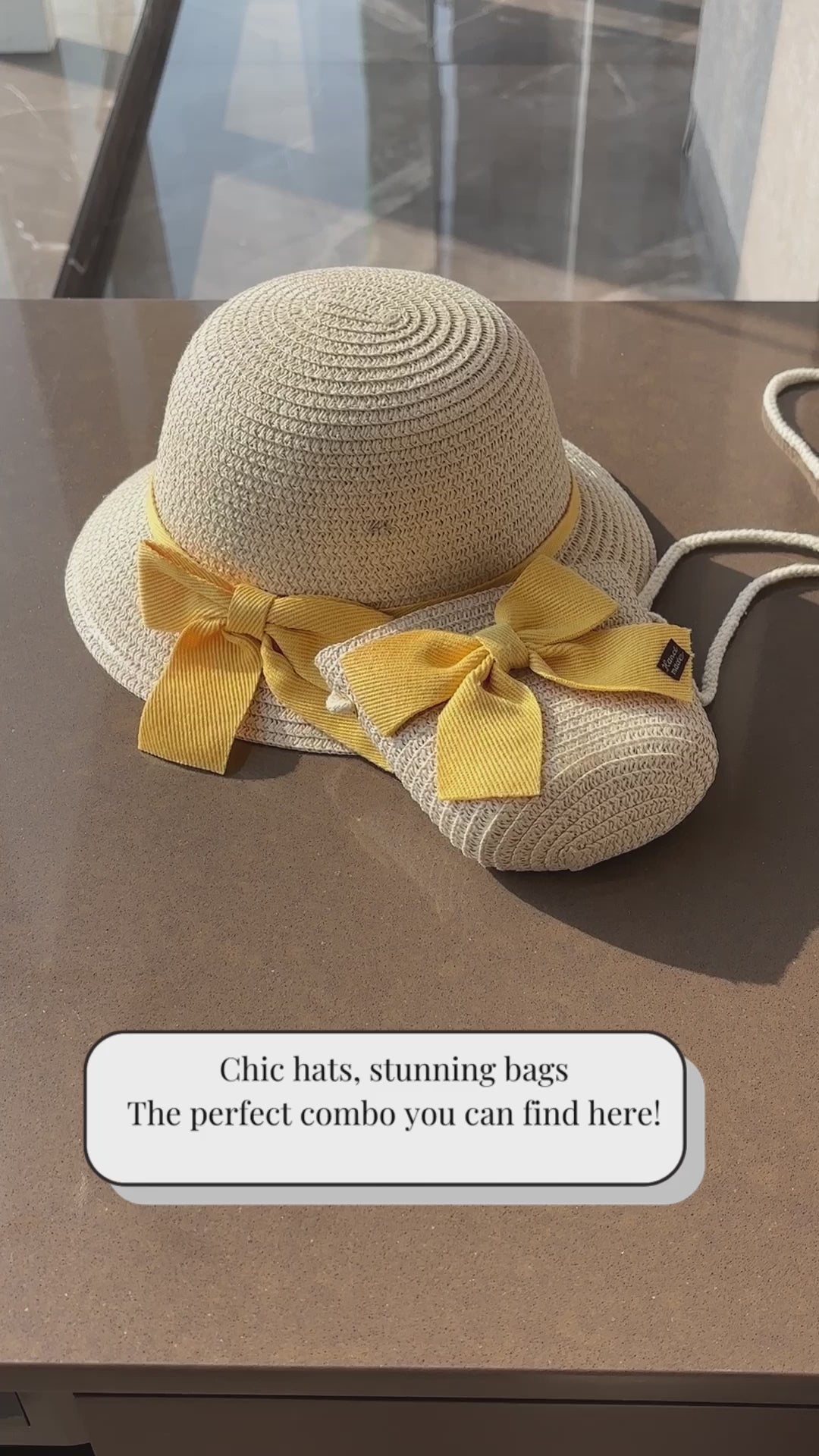 Summer Straw Hat and Sling Bag Set