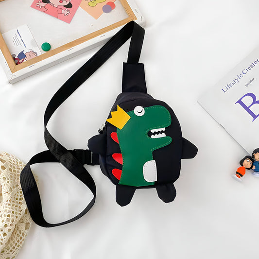 Dino-King Cross Body Bag for Kids - Black
