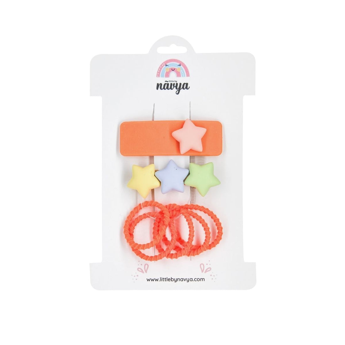 Star-Gazing Adventure - Orange - Hair Clip & Rubber band Set - (2-7 years) for girls