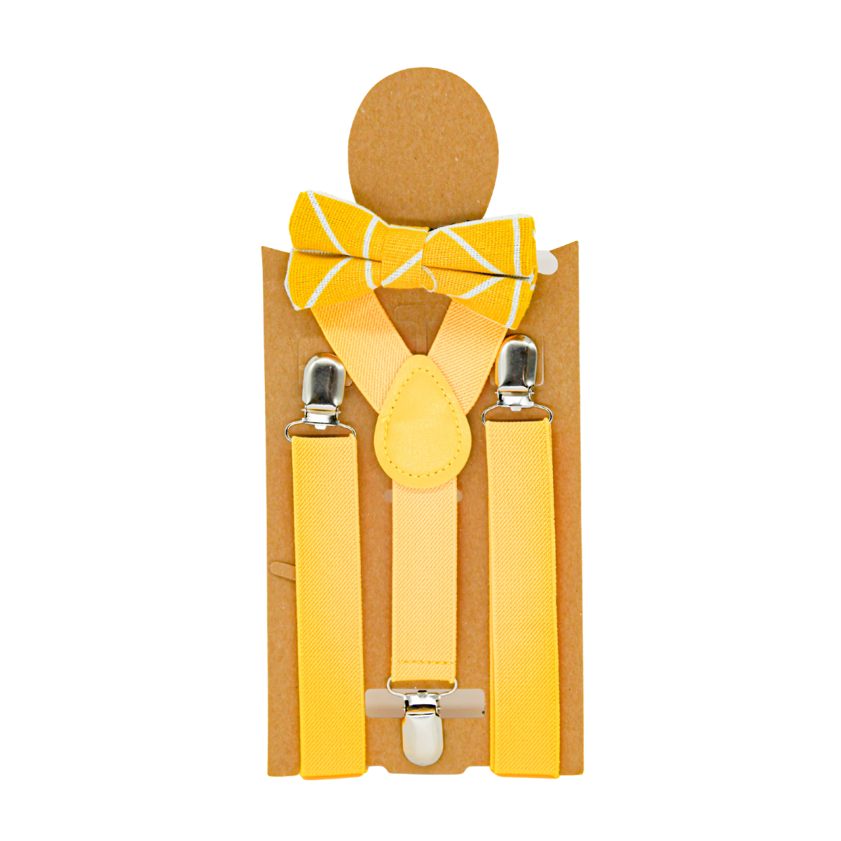 Adjustable Shoulder Strap Yellow Kids Suspender and Bow Tie Set -  (4- 8 Years)